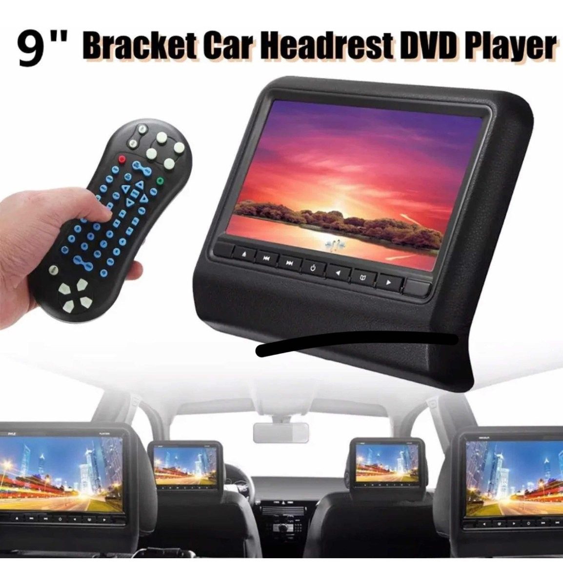 Cabeceros Pantallas De 9 Dvd Usb Y Juegos Color Negro - Imagen 2